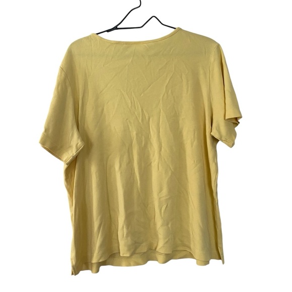 Quacker Factory Yellow Rhinestone Cotton T Shirt Women’s Size XL Short Sleeves - Picture 2 of 8